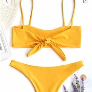 Two piece yellow swim suit
